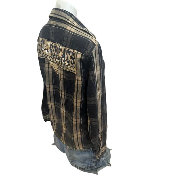 Montana State Bobcats Plaid Flannel Shirt Shacket SMALL Oversize Unique Football - Picture 3 of 6
